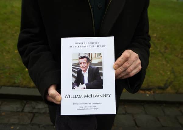 The funeral of William McIlvanney was held at the University of Glasgow Memorial Chapel. Picture: John Devlin