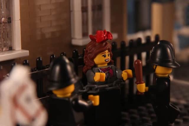 The Suffragette scene from the Brick History video by Morgan Spence. Picture: Hemedia