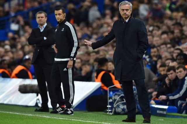 Jose Mourinho barks instructions from the touchline. Picture: AFP/Getty
