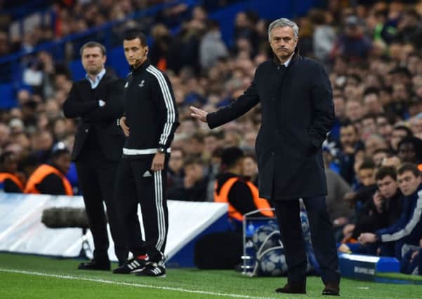 Jose Mourinho barks instructions from the touchline. Picture: AFP/Getty