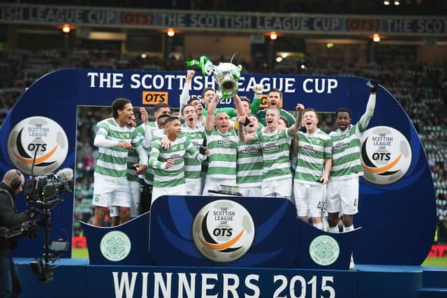 Celtic lifted the Scottish League Cup for the 15th time after beating Dundee United 2-0 at Hampden. Picture: John Devlin
