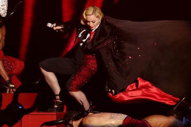Madonna slips up on stage, attracting disproportionate levels of publicity. Picture: PA