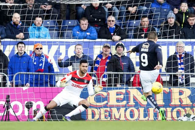 Falkirk's John Baird scores his sides opening goal from the penalty spot. Picture: PA