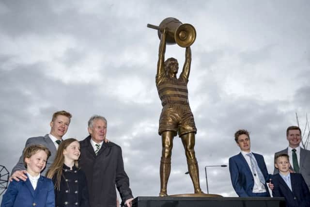 Celtic's European Cup winning captain Billy McNeill unveiled his statue outside Celtic park. Picture: PA