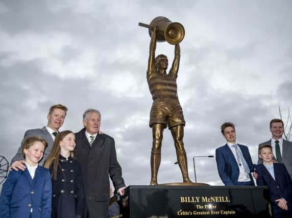 Celtic's European Cup winning captain Billy McNeill unveiled his statue outside Celtic park. Picture: PA