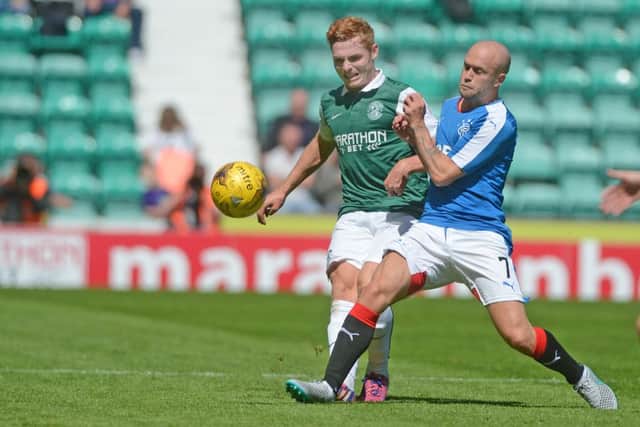 Fraser Fyvie of Hibs and Nicky Law of Rangers

. Picture: 
 Neil Hanna