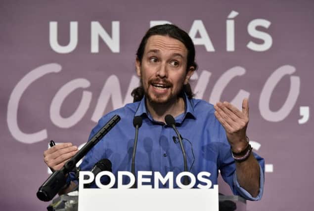 Podemos leader Pablo Iglesias has ruled out coalition with Rajoy. Picture: AFP/Getty