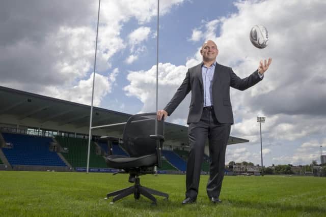 Retired Glasgow and Scotland hooker Dougie Hall swapped a strip for a suit to work for Warriors sponsors McCrea Financial Services. Picture: JSHPIX.CO/Jeff Holmes
