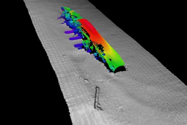 A 3D sonar image of a German wreck off Scapa Flow. Picture: PA