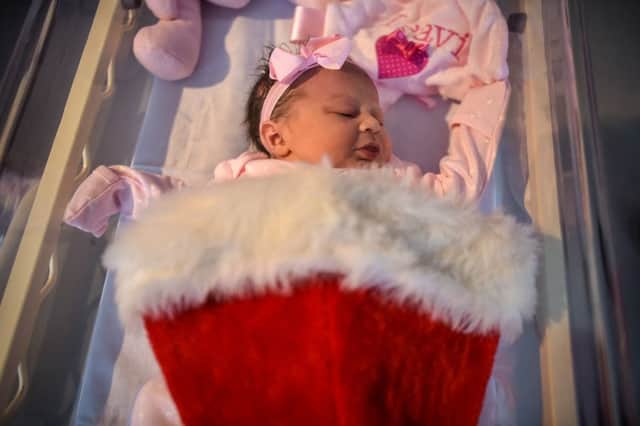 Leavi Docherty was the first baby to be born on Christmas Day 2015. Picture: Hemedia