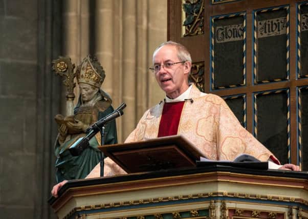 The Archbishop of Canterbury, Justin Welby, speaks from his pulpit and delivers his Christmas Day sermon. Picture: Getty