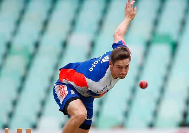 Chris Woakes of England bowls during England nets and training session at Sahara Stadium Kingsmead. Picture: Getty Images