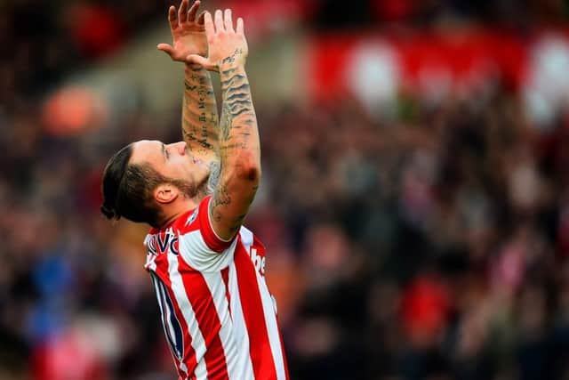Marko Arnautovic celebrates after his goal put Stoke 2-0 up against Manchester United. Picture: Getty Images