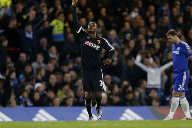 Odion Ighalo celebrates after scoring for the fifth consecutive match for Watford. Picture: PA
