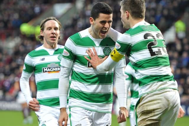 Tomas Rogic celebrates his spectacular goal but it didnt prove to be the winner. Picture: TSPL