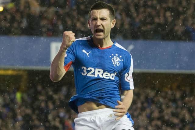 Rangers Jason Holt celebrates levelling the scores against Hibernian. Picture: PA