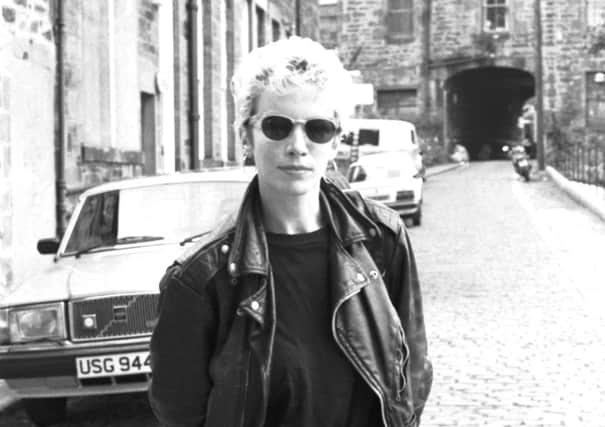 Scottish singer Annie Lennox (with the Eurythmics at that time) in Edinburgh for the preview of the film Brand New Day in August 1987.