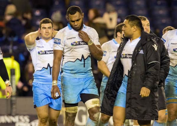 Disappointment for Glasgow Warriors at full time. Picture: SNS