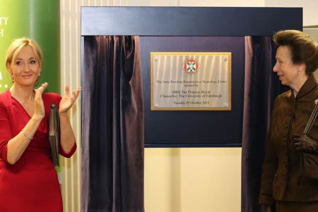 The Princess Royal, watched by JK Rowling, officially opens The Anne Rowling Regenerative Neurology Clinic at Edinburgh University in 2013. Picture: Andrew Milligan/PA Wire
