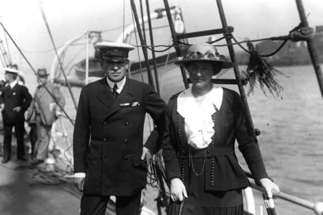 Ernest Shackleton with his wife Emily on board 'Endurance' before setting sail for South American and Antartica in August 1914.