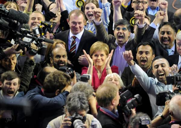 Nicola Sturgeon at the Glasgow count on general election night. Picture: Jane Barlow