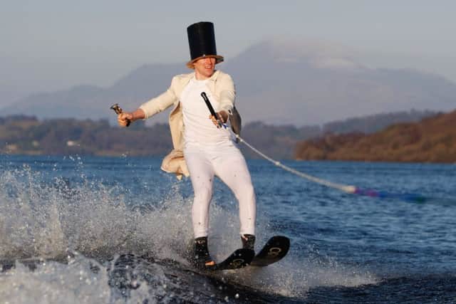 A member of the Loch Lomond water ski club takes to the chilly waters for their annual fancy dress New Year's Day event at Loch Lomond on January 1, 2009. Photo: Jeff J Mitchell/Getty Images.