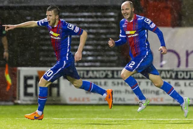 Joy for Liam Polworth as he celebrates scoring the winner. Picture: SNS Group