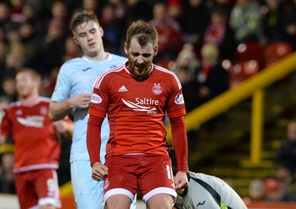 Frustration from Aberdeen's Niall McGinn as a chance passes by. Picture: SNS