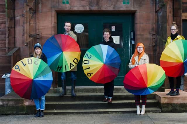 Four Scottish creatives including a fashion blogger, designer, architect and games developer, dressed in traditional Mackintosh raincoats ensure the Year of Innovation, Architecture and Design launches with a splash outside the iconic Rennie Mackintosh building.
