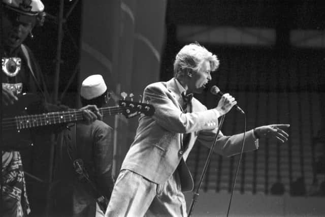 David Bowie performs at Murrayfield Stadium, Edinburgh, in 1983 as part of his Serious Moonlight world tour. Picture: Alan Macdonald