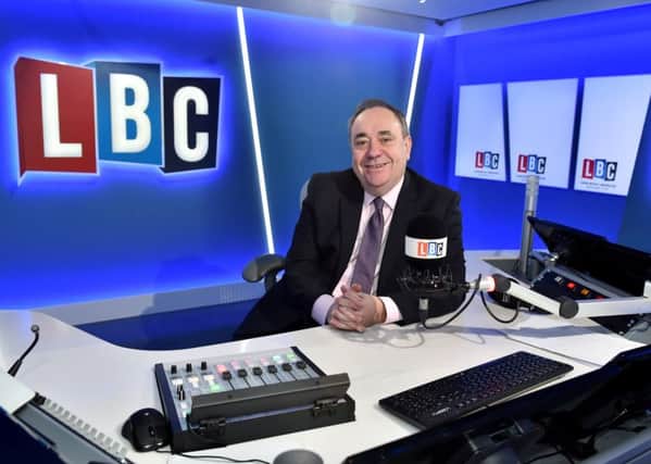 Alex Salmond joins London mayor Boris Johnson behind the mic at LBC. Picture: Contributed