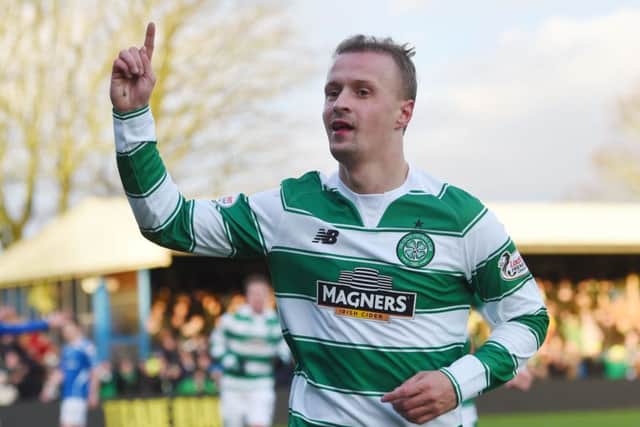 Celtic's Leigh Griffiths celebrates having put his side ahead against Stranraer in the Scottish Cup. Picture: SNS