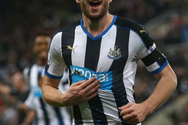 Newcastle's Paul Dummett celebrates after scoring their last-gasp equaliser against Manchester United at St James' Park. Picture: Ian MacNicol/Getty Images