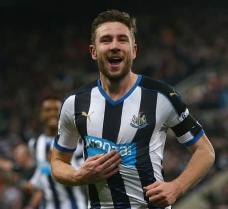 Newcastle's Paul Dummett celebrates after scoring their last-gasp equaliser against Manchester United at St James' Park. Picture: Ian MacNicol/Getty Images