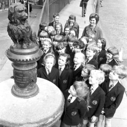 Pupils from South Morningside primary school at the statue of Greyfriars' Bobby in George IV Bridge, Edinburgh in June 1972.