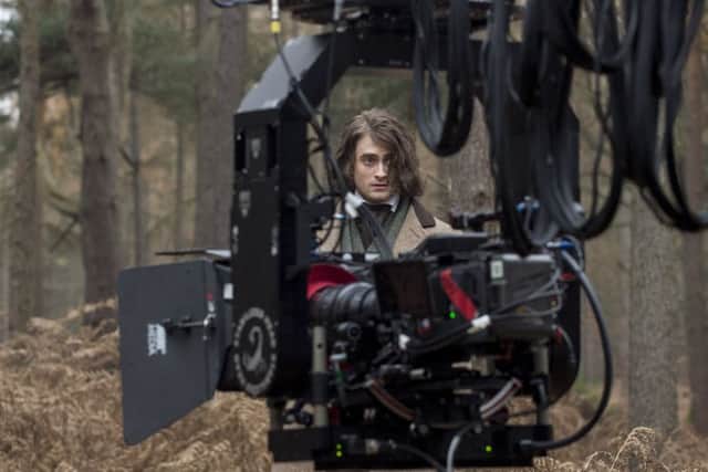 Daniel Radcliffe filming on the set of Victor Frankenstein.