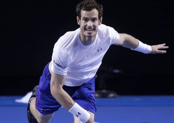 Andy Murray training in Melbourne ahead of the Australian Open. Picture: Mark Baker/AP