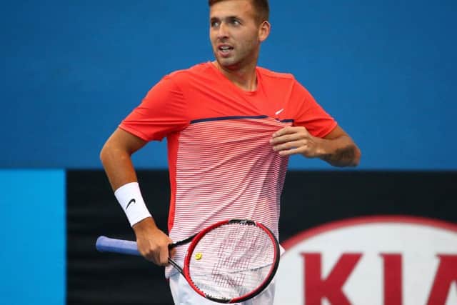 Dan Evans in action against Amir Weintraub of Israel during the second round of 2016 Australian Open Qualifying. Picture: Scott Barbour/Getty