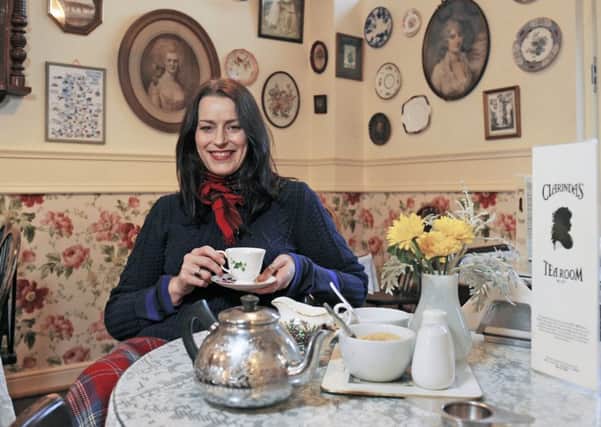Keara Murphy, in Clarindas Tearooms, Edinburgh, portrays the plight of Burns women. Photograph: Neil Hanna