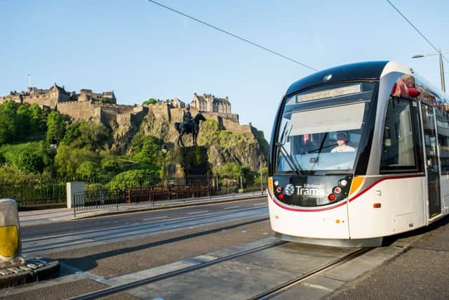 A tram glides along Edinburgh's Princes Street. Picture: Ian Georgeson