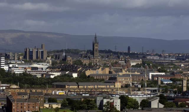 Glasgow University tower dominates the skyline above the River Clyde. Picture: Donald MacLeod