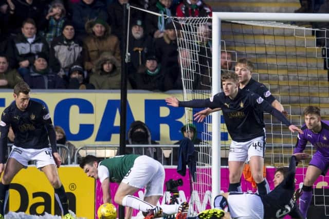 Luke Leahy's challenge on John McGinn went unpunished despite it being a clear penalty award. Pic: SNS