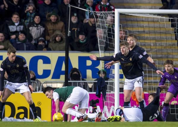 Luke Leahy's challenge on John McGinn went unpunished despite it being a clear penalty award. Pic: SNS