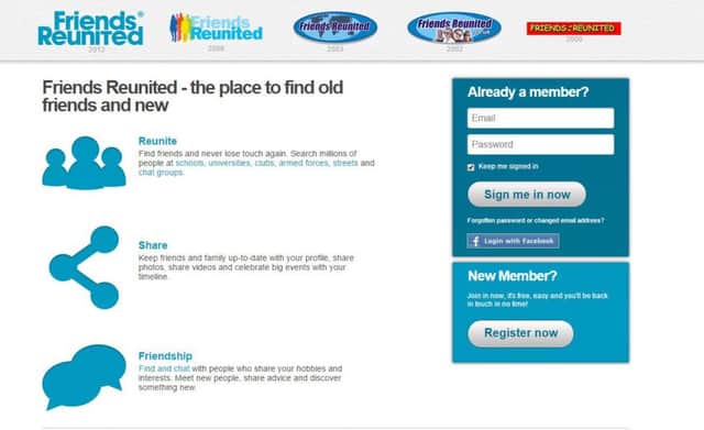 The Friends Reunited home page.