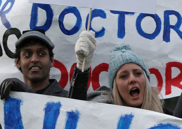 Junior doctors in England went on strike yesterday over the imposition of controversial new contracts. Picture: AFP/Getty Images