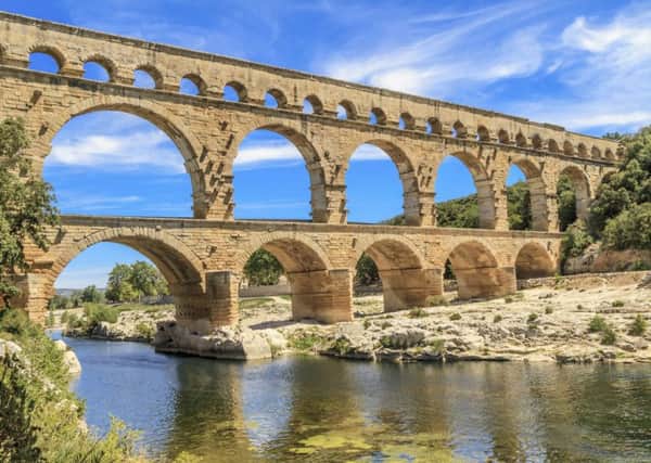 The Pont du Gard aqueduct was built by the Romans in AD45, and still impresses