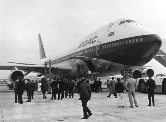 1970: First jumbo jet arrival at Heathrow Airport, London, with 362 passengers. Picture: Keystone