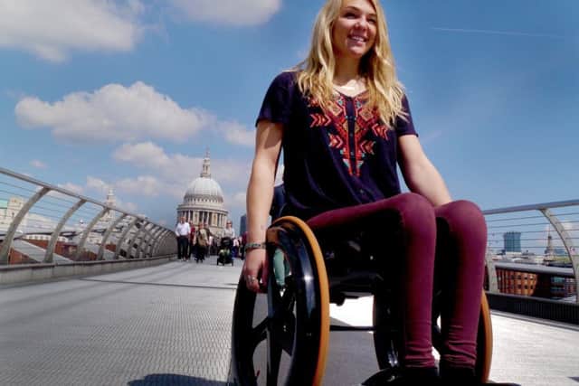 TV presenter and disabled campaigner Sophie Morgan in her Carbon Black chair