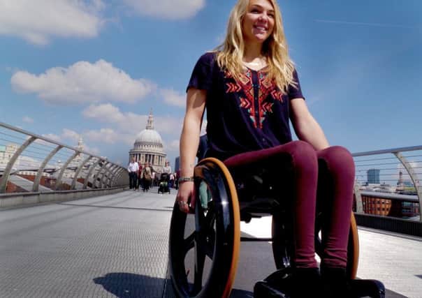 TV presenter and disabled campaigner Sophie Morgan in her Carbon Black chair