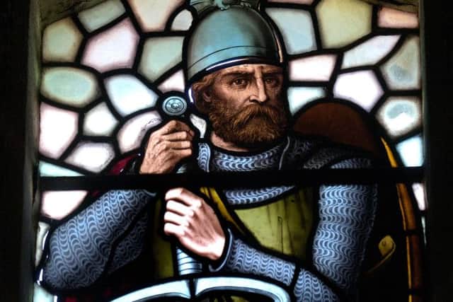 A stained glass windown in the Wallace Monument. Picture: TSPL